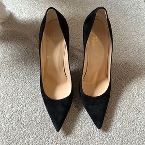 Christian Louboutin black suede heels - 4” heel, excellent condition.